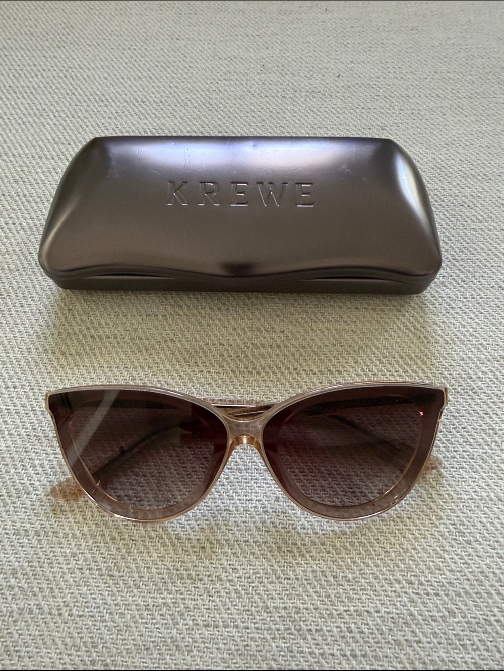 KREWE Monroe Cat Eye Sunglasses in Translucent Brown with Brown Lenses